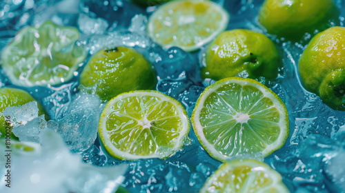 Texture of ice and frozen Lime or Bergamot background