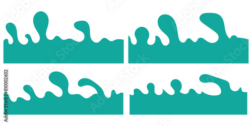 Website border and header set with drops, waves, organic and geometric shapes. Isolated vector template for website, app, poster, banner. In eps 10.