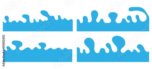 Website border and header set with drops, waves, organic and geometric shapes. Isolated vector template for website, app, poster, banner. In eps 10.