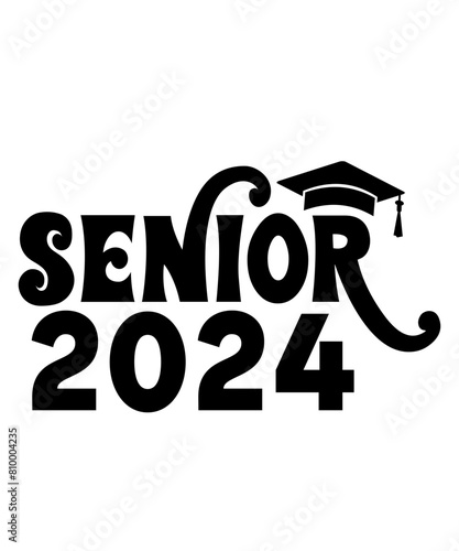 Graduation senior 2024 typography clip art design on plain white transparent isolated background for card, shirt, hoodie, sweatshirt, apparel, tag, mug, icon, poster or badge