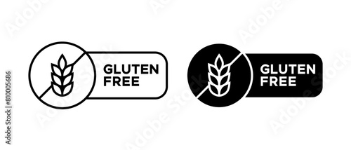 Gluten free icon vector set. No gluten emblem for product
