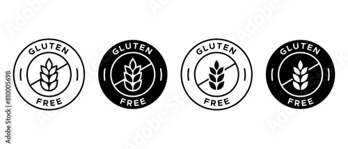 Gluten free icon vector set. Outline no gluten symbol