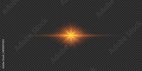 Orange horizontal light effect of lens flares