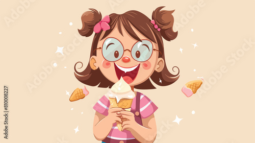 Happy little girl eating ice-cream Vector style vector