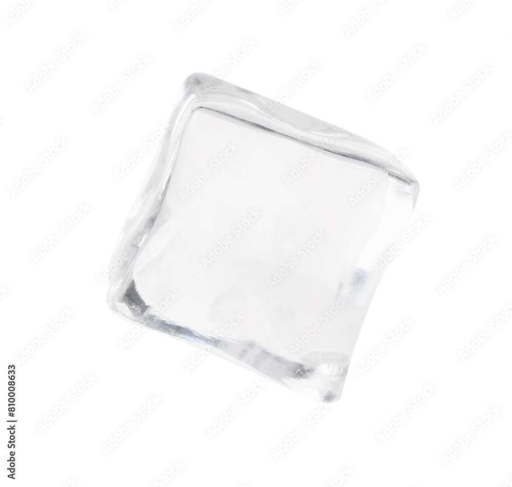 One crystal clear ice cube isolated on white One crystal clear ice cube isolated on white
