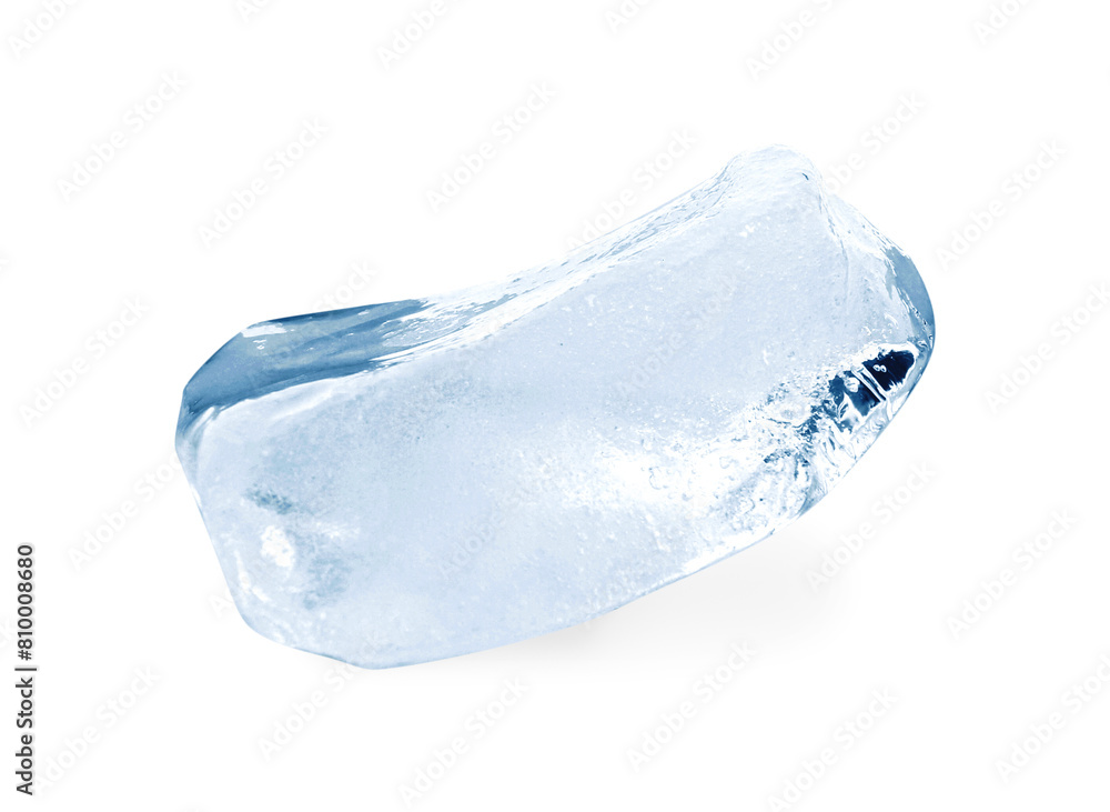 One piece of clear ice isolated on white One piece of clear ice isolated on white