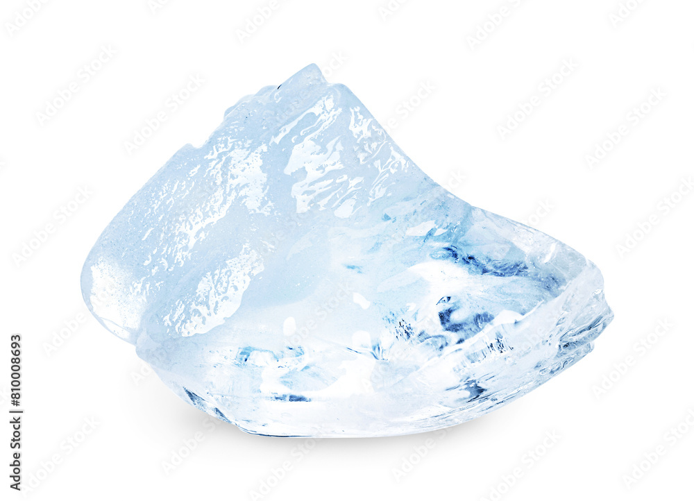 One piece of clear ice isolated on white