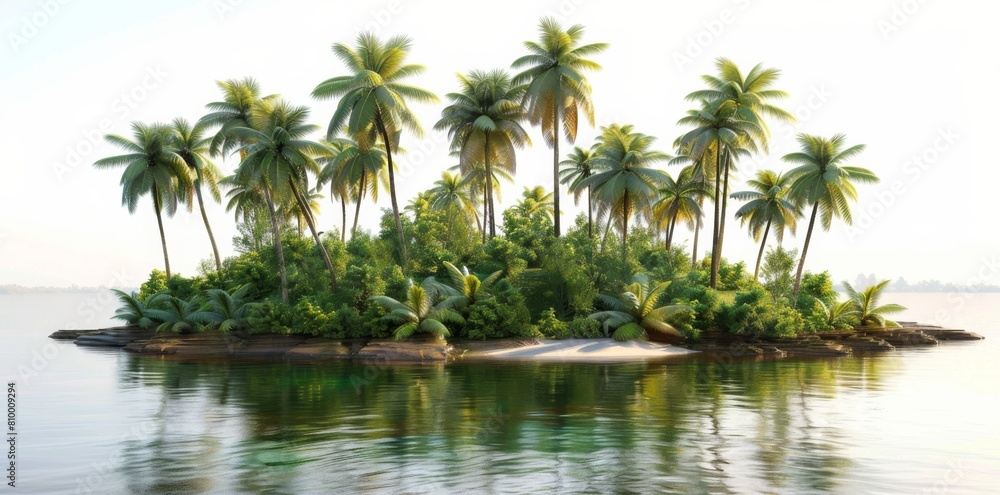 palm tree island isolated on white background