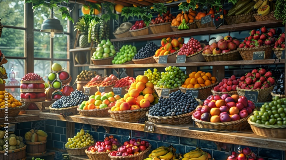 Craft an image of an artisanal fruit store