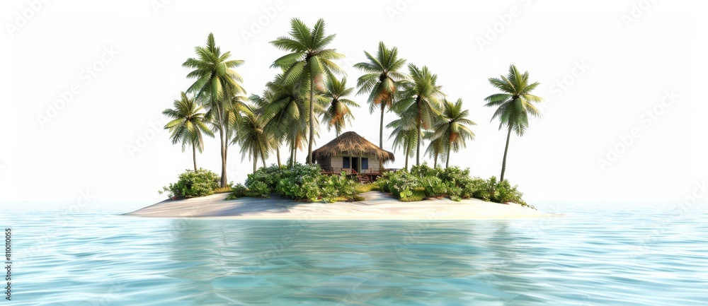 Fototapeta premium palm tree island isolated on white background