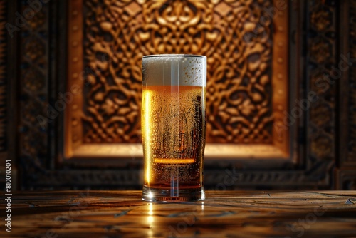 Glass of beer on the table, Beer in a glass on a wooden background