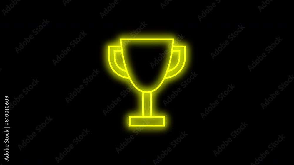 Yellow neon trophy cup blink animation Yellow neon trophy cup blink animation