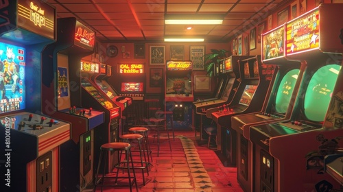 retro arcade room with machines