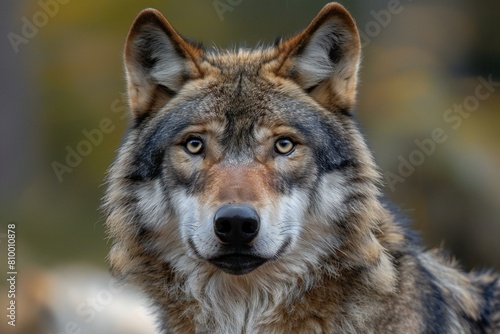 Portrait of grey wolf (Canis lupus signatus) photo