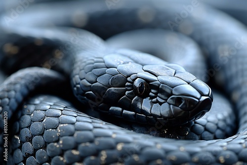Close-up of the head of a black rat snake (Naja sp, ) photo