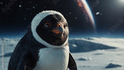 Adorable space penguin