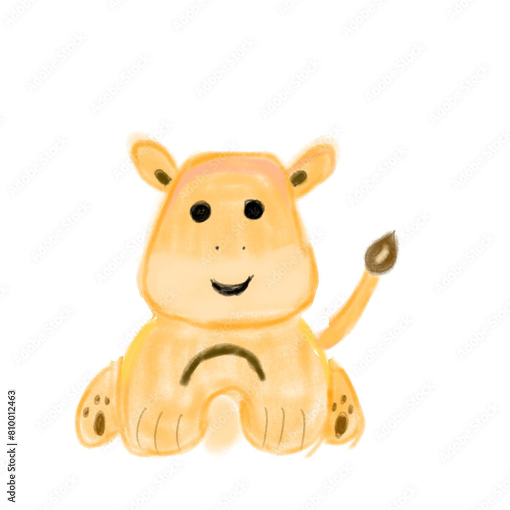 Obraz premium Yellow orange cute animal watercolor 