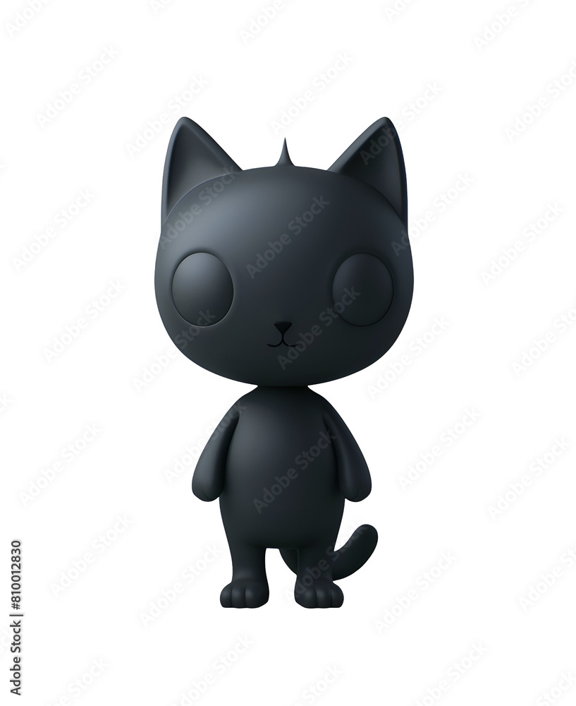 Black Cat in Toy Style: A Cute 3D Rendered Chibi Cartoon for Children, Isolated on Transparent Background, PNG Black Cat in Toy Style: A Cute 3D Rendered Chibi Cartoon for Children, Isolated on Transparent Background, PNG