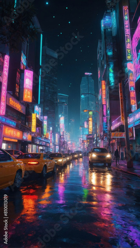 Envision a neon-drenched metropolis in the metaverse  pulsating with energy and teeming with life.
