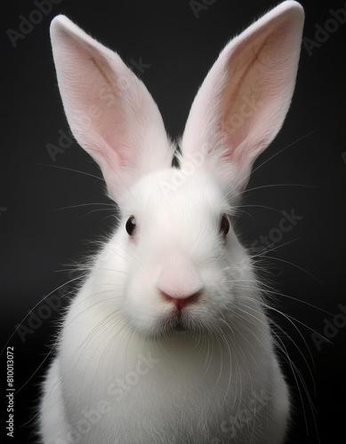 rabbit close up head on black background