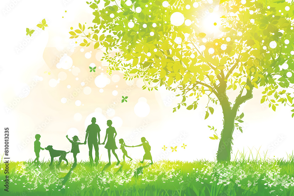 Tree with family on nature background. Earth Day. Tree with family on nature background. Earth Day.