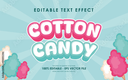 Vector COTTON CANDY 3D TEXT EFFECT