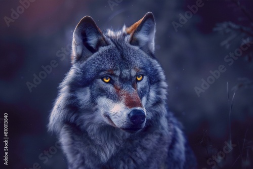 Portrait of a wolf in the forest   Wildlife scene from nature