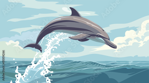 Jumping dolphin in the sea vector Vector style vector