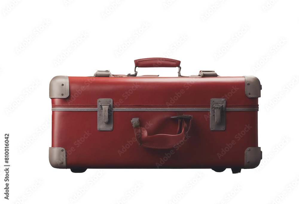 Big retro style red travel suitcase isolated on transparent background Big retro style red travel suitcase isolated on transparent background
