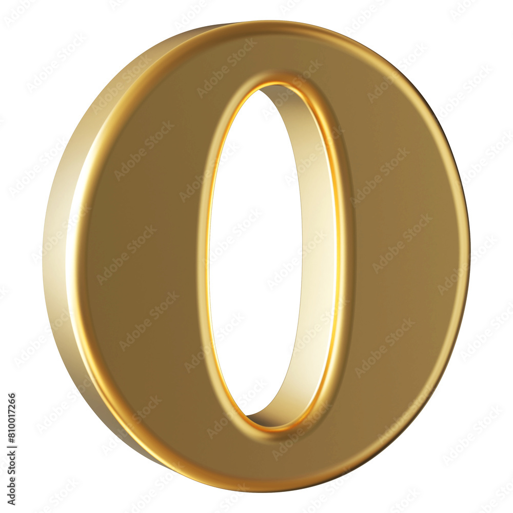 0 Number Golden 3d Render