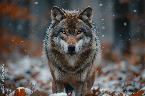 Grey wolf (Canis lupus) in winter forest