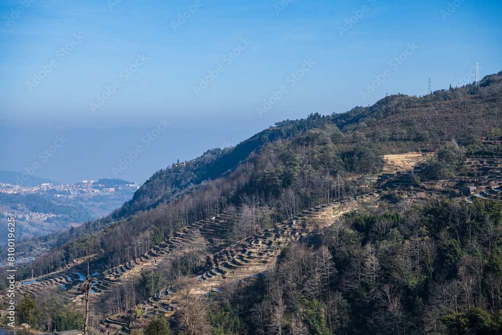 Fototapeta premium Terraced fields and pastoral villages in Yuanyang County, Yunnan Province
