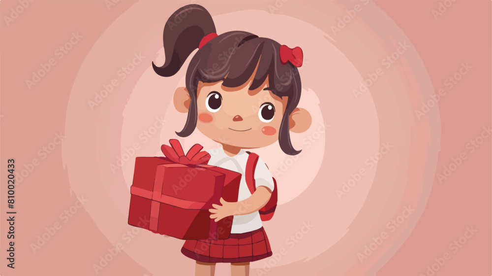 kid girl student holding gift box Vector style vector