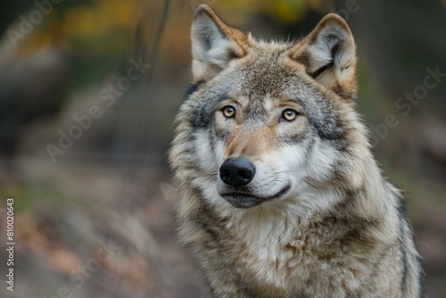 Portrait of grey wolf (Canis lupus lupus)