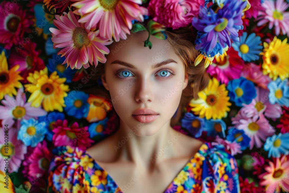 portrait of a girl flowers wreath