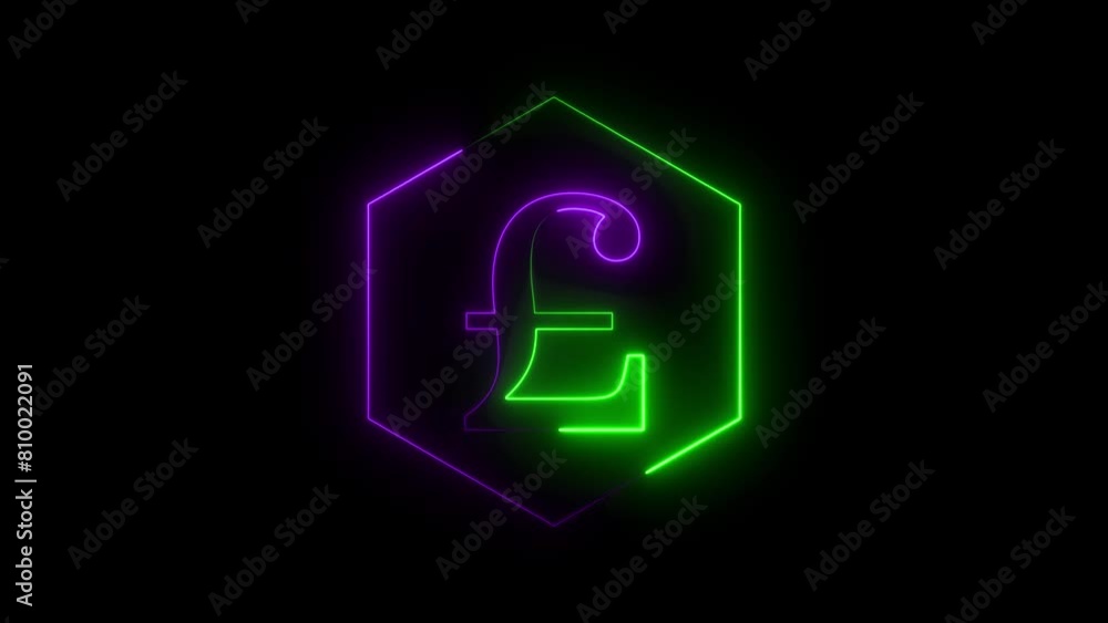 Glowing neon Pound sterling symbol of burning flame animation Glowing neon Pound sterling symbol of burning flame animation