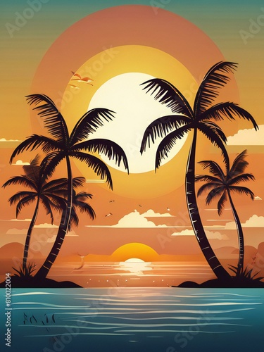 Summer banner design on the background.