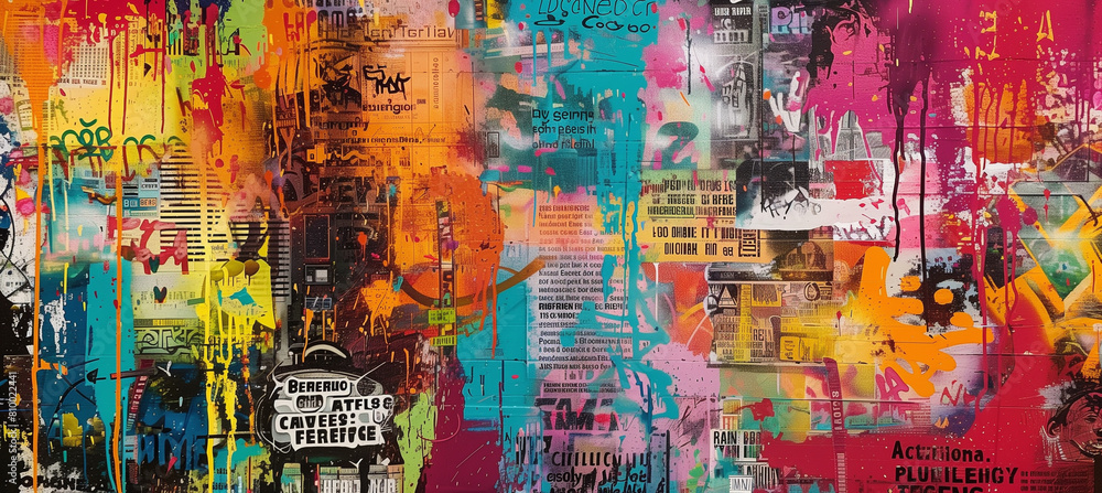 Bold colors come to life in this street art mural, showcasing an artistic vision through varied textures and patterns that create a dynamic composition on the wall. Bold colors come to life in this street art mural, showcasing an artistic vision through varied textures and patterns that create a dynamic composition on the wall.