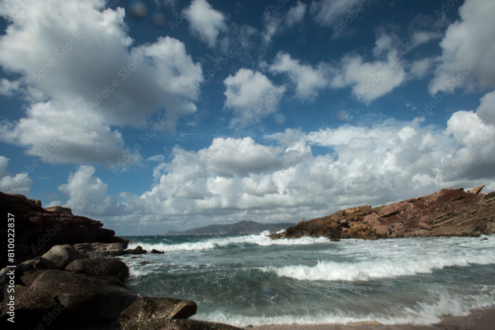 Fototapeta premium storm over the sea, Cala Viola, Porto Ferro, Porticciolo., Alghero, Sardinia, Italy