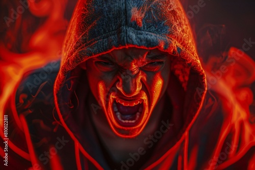 Screaming man in a hood,  Horror movie,  Halloween