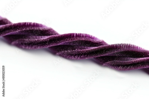Curly purple hair isolated on white background, close-up