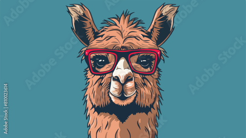 lama alpaca head with glasses Vector style vector design
