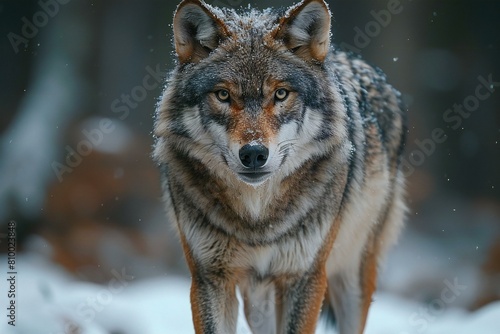 Grey wolf  Canis lupus  in winter forest