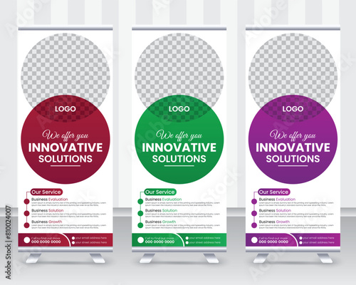 Modern creative corporate business standee x rollup pullup signage retractable banner with multiple trendy gradient colors design vector bundle template