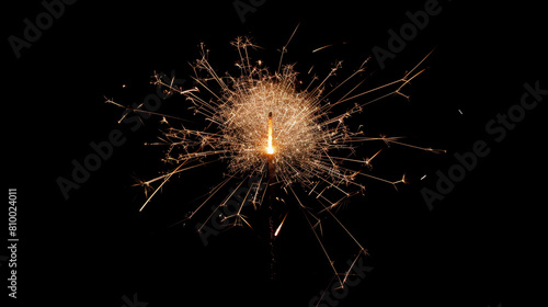 Abstract golden explosion of particles on a black background