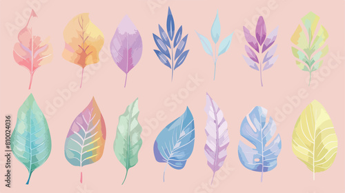 leaf element pastel colors set Vector style vector 