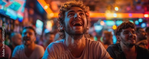 Man ecstatic watching a sports game