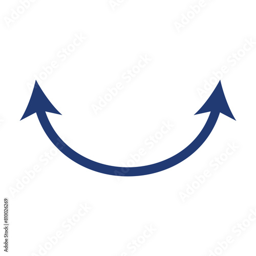 Dual semi circle arrow. Vector illustration. Semicircular curved thin long double ended arrow. Dual sided arrow Vector.