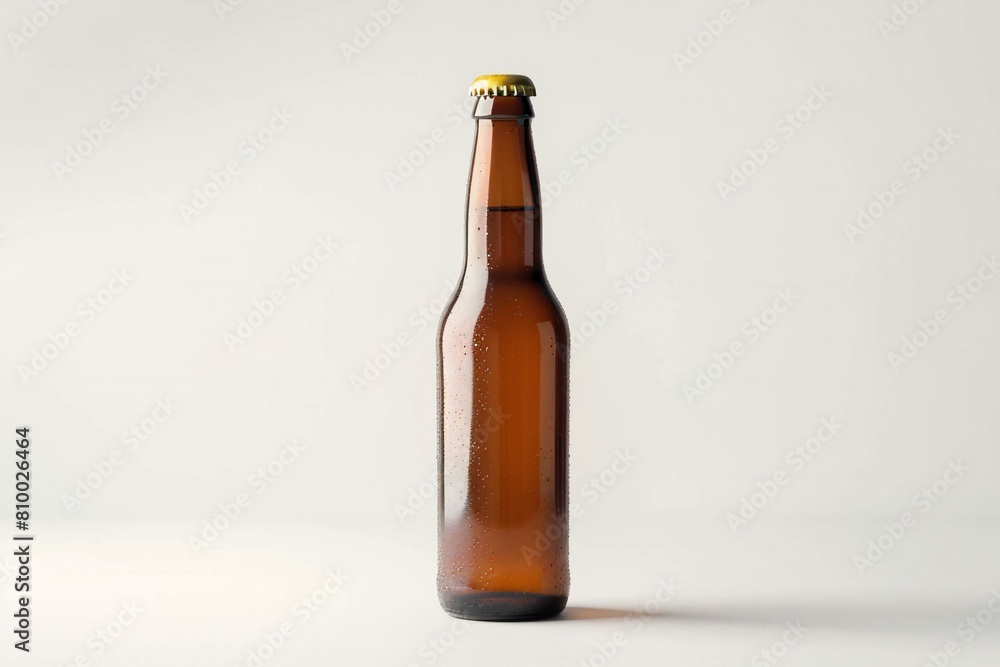 Beer Bottle Mock-Up - One Empty beer bottle on white background