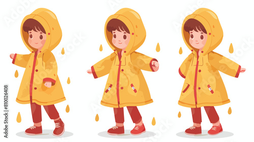 Little child wearing raincoat set Vector style vector